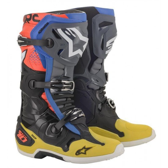 ALPINESTARS BOOTS TECH 10 BLACK YELLOW BLUE RED FLUO