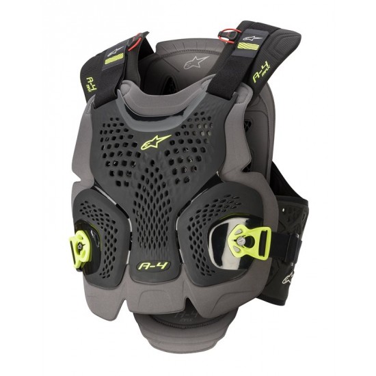 ALPINESTARS A-4 MAX CHEST PROTECTOR BLACK ANTHRACITE YELLOW FLUO