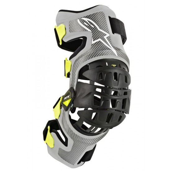 ALPINESTARS BIONIC-7 KNEE BRACE SET SILVER YELLOW FLUO